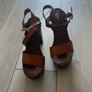 Brown Platform Block Heels 8.5